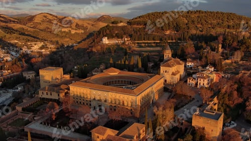 Preview: Aerial view of the Alhambra palace and fortress in Granada, Andalusia, in Spain
