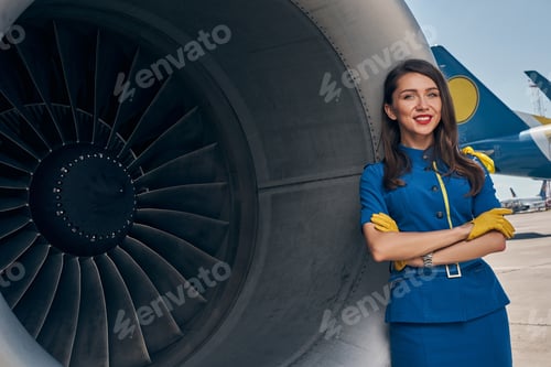 Preview: Smiling airline employee posing for the camera
