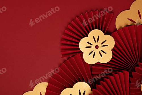Preview: Chinese new year festival or wedding decoration over red background