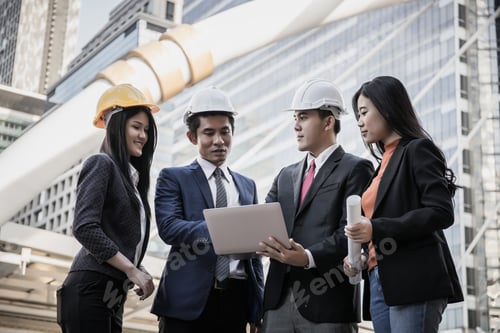 Preview: Team of architecture and engineering meeting and talk about building construction project