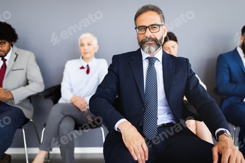 Preview: Happy smiling multi ethnic business team in office