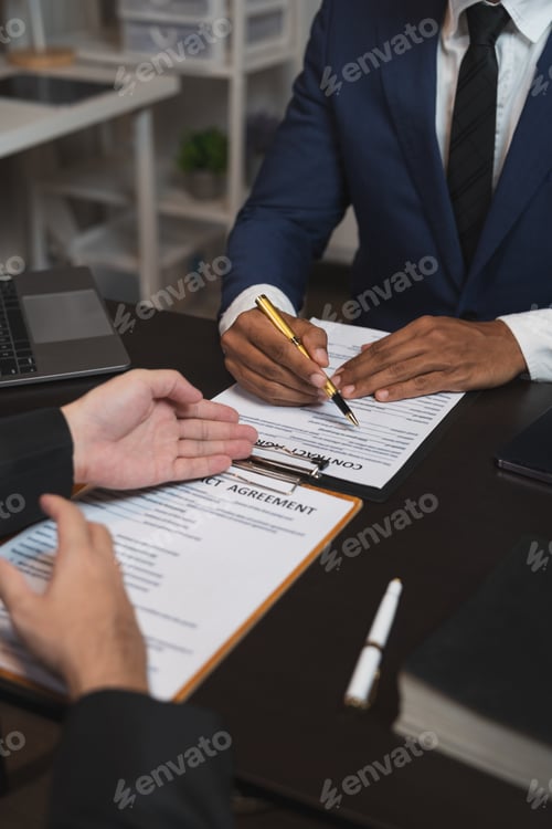Preview: The lawyer is reading the statute of limitations. Consulting with business customers A company that