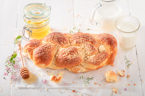 Preview: Fresh golden challah in sweet version in Poland.