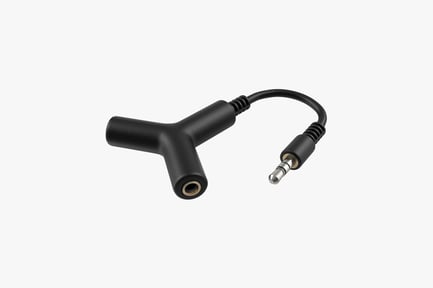 Preview: Coiled black audio cable with 3.5mm and gold connectors
