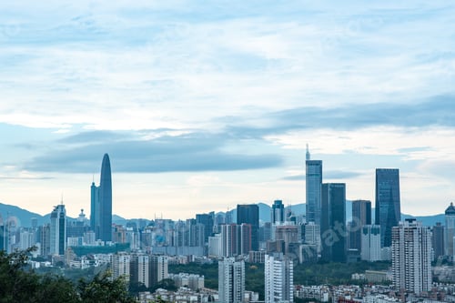 Preview: Shen Zhen skyscraper building landscape, China business urban city in modern
