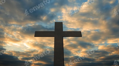 Preview: Cross Christian God Religion on Sunset Background