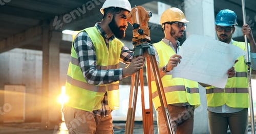 Preview: Team of architects people in group on construciton site