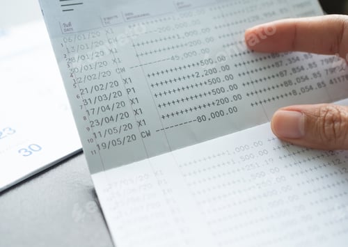 Preview: Bank Account,Book Bank Close up Hand Holding,Check Cash Balance Statement