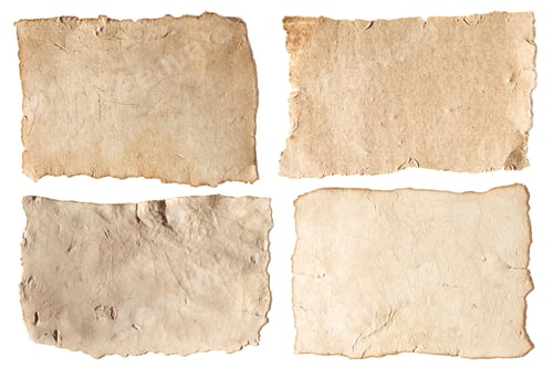 Preview: various blank aged papers collection isolated on white