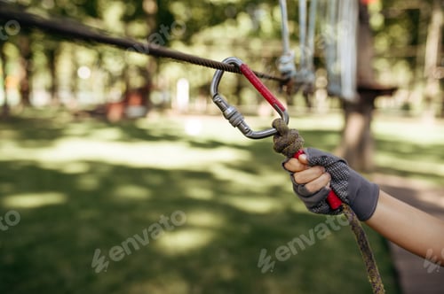 Preview: Little boy climbs in rope park, climber