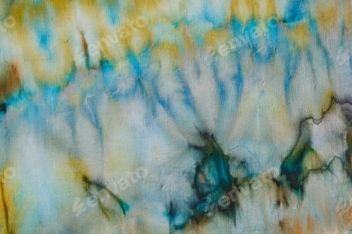 Preview: abstract pattern on silk fabric texture in blue, yellow, green colors