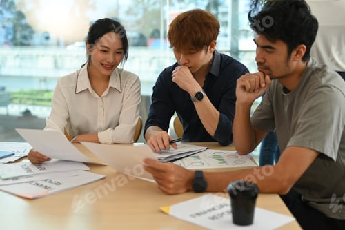 Preview: Group of creative business people brainstorming and discussing ideas of the new startup project.