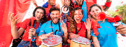 Preview: Football fans having fun supporting favorite team - Sport entertainment concept