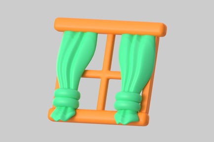 Preview: Cartoon window with curtains