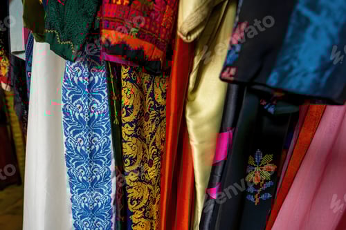 Preview: Colorful Traditional Fabric and Embroidery Close Up