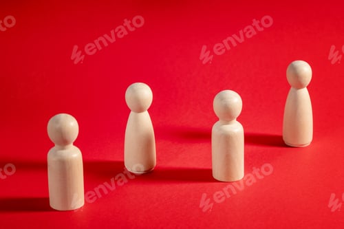 Preview: Family people figures on red background. Concept of family, values, unity, togetherness
