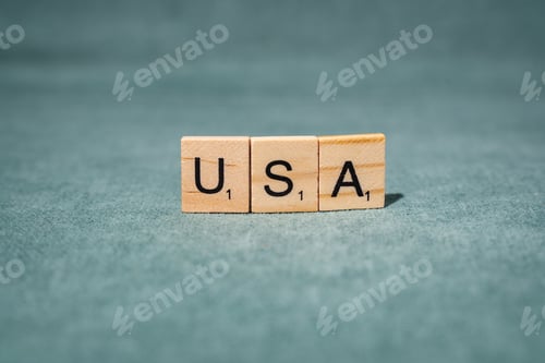 Preview: Wooden letters spelling 'USA'