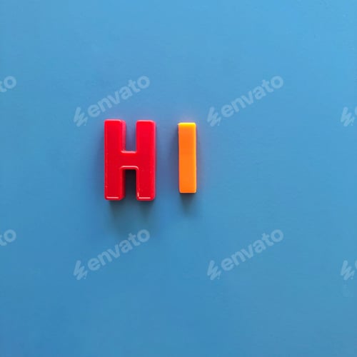 Preview: Hi in magnets on blue background