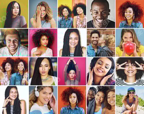 Preview: Beauty is in us all. Composite image of a diverse group of smiling people.
