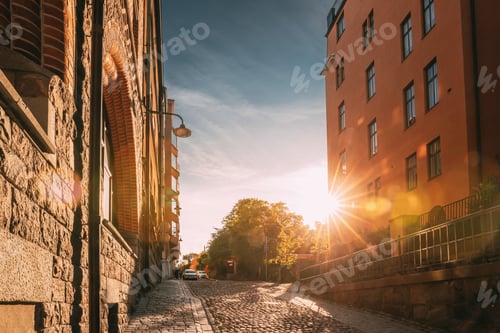 Preview: Stockholm, Sweden. Sunshine During Sunset Above Stockholm Street