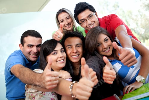 Preview: Group Of Students At The University With Thumbs Up