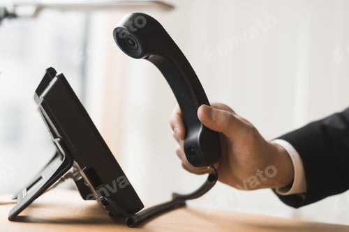 Preview: businessman holding headset. High quality and resolution beautiful photo concept
