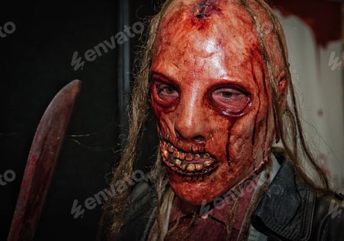 Preview: Bloody scary zombie mask for Halloween