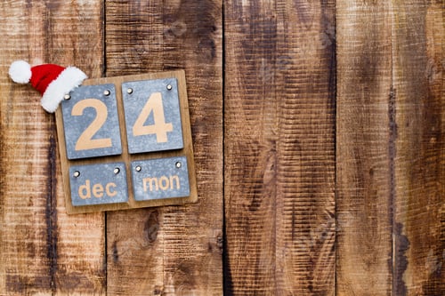 Preview: Christmas greeting card wooden background.