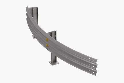 Preview: Curved Thrie Beam Guardrail Section - Radius 5m