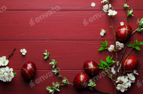 Preview: Easter red wood background