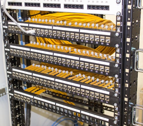 Preview: Closeup shot of cables in a server rack