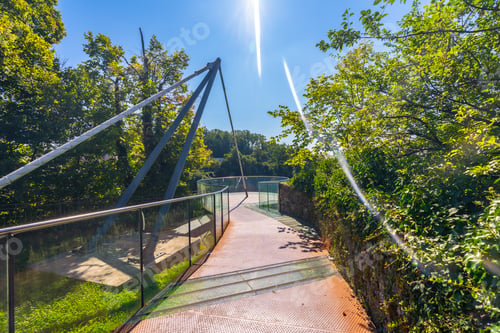 Preview: Modern bridge connecting green areas in kranj, slovenia