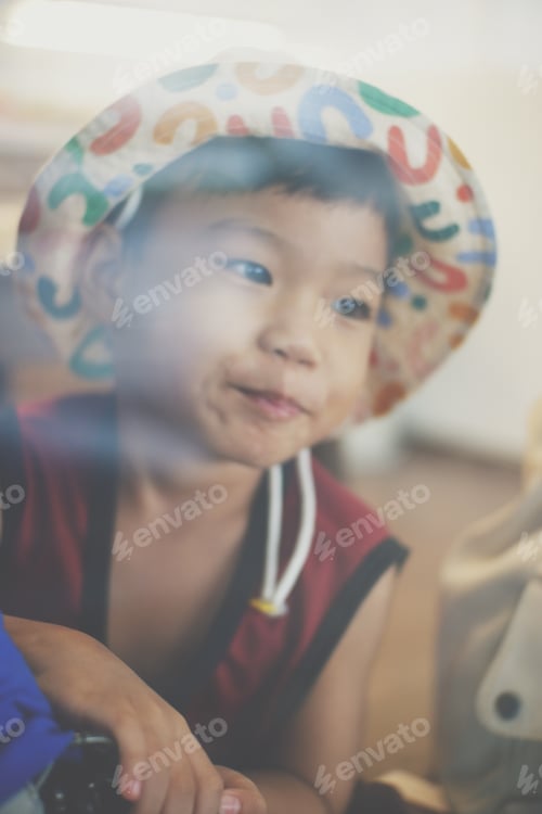Preview: Close up portrait Asian cute little boy