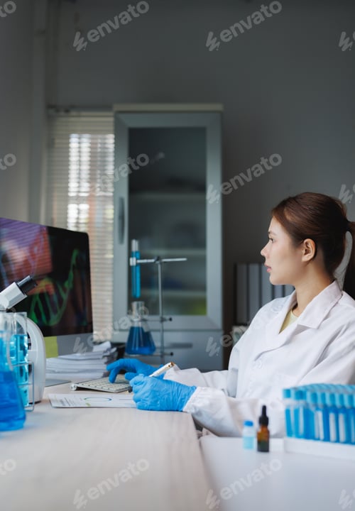 Preview: Scientist analyzing dna structure in laboratory