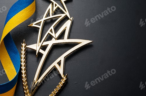 Preview: Gold shooting star trophy for a competition winner