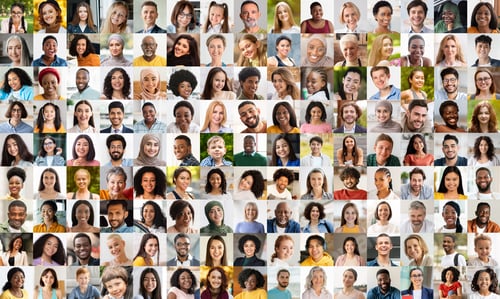 Preview: Diverse Facial Portraits Assembly of Men and Women