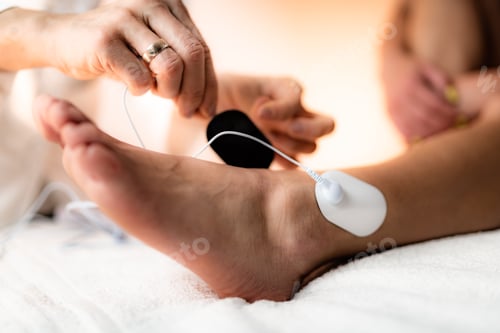 Preview: Ankle Joint Physical Therapy with TENS Electrode Pads, Transcutaneous Electrical Nerve Stimulation