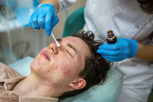 Preview: Treatment of acne in adolescents. Facial peeling to fight acne on the face