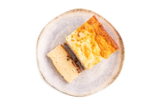 Preview: Сottage cheese Сasserole, Curd cake, with dried apricots and raisins Isolated on white, top view