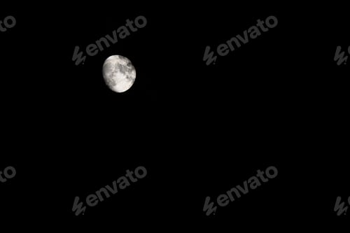Preview: Bright moon during a dark, almost full night, with copy space.