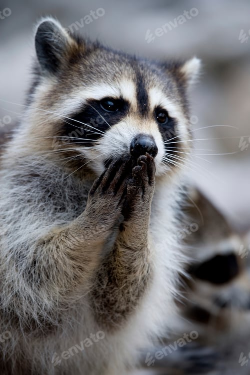 Preview: close-up view of cute adorable little raccoon