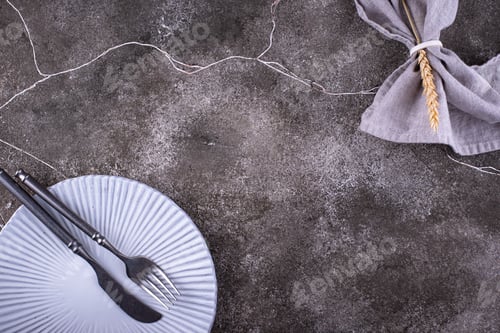 Preview: Table setting on grey concrete background