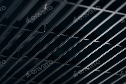 Preview: Office grille ceiling. Modern black metal grille ceiling, suspended covering