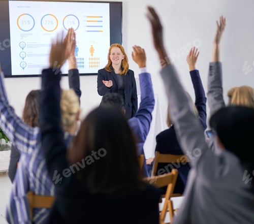 Preview: Shot of a businesswoman taking questions from the audience after her presentation