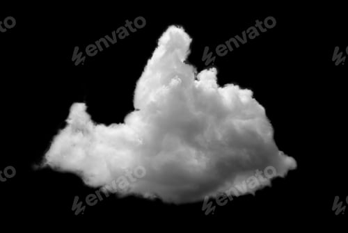 Preview: White fluffy clouds isolated on black background