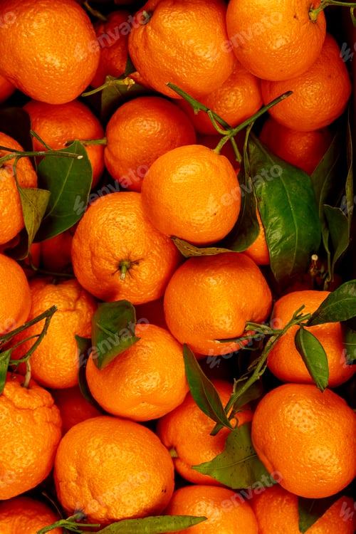 Preview: Fresh mandarin tangerines on white background.