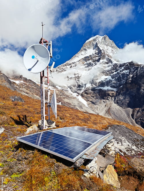 Preview: Solar-powered antenna in Himalaya mountains. Nepal