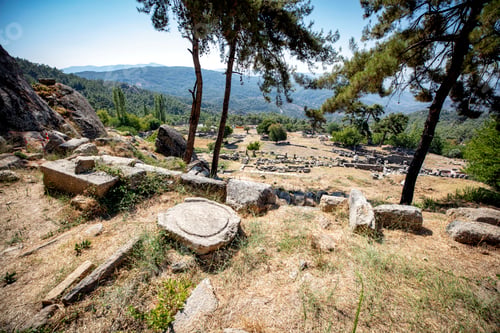 Preview: Labranda archaeological site, the Temple of Zeus Labraundeus, Mugla Province, Turkey.