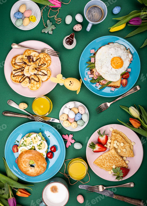 Preview: Easter breakfast flat lay