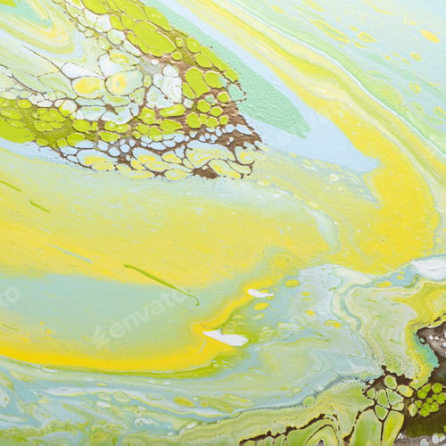 Preview: Fluid acrylic painting in green and yellow colors
